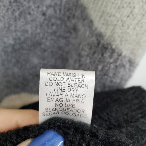 VICI Striped Longline Sweater Soft Knit Pullover Gray Black Beige Cozy Size L - Picture 14 of 16